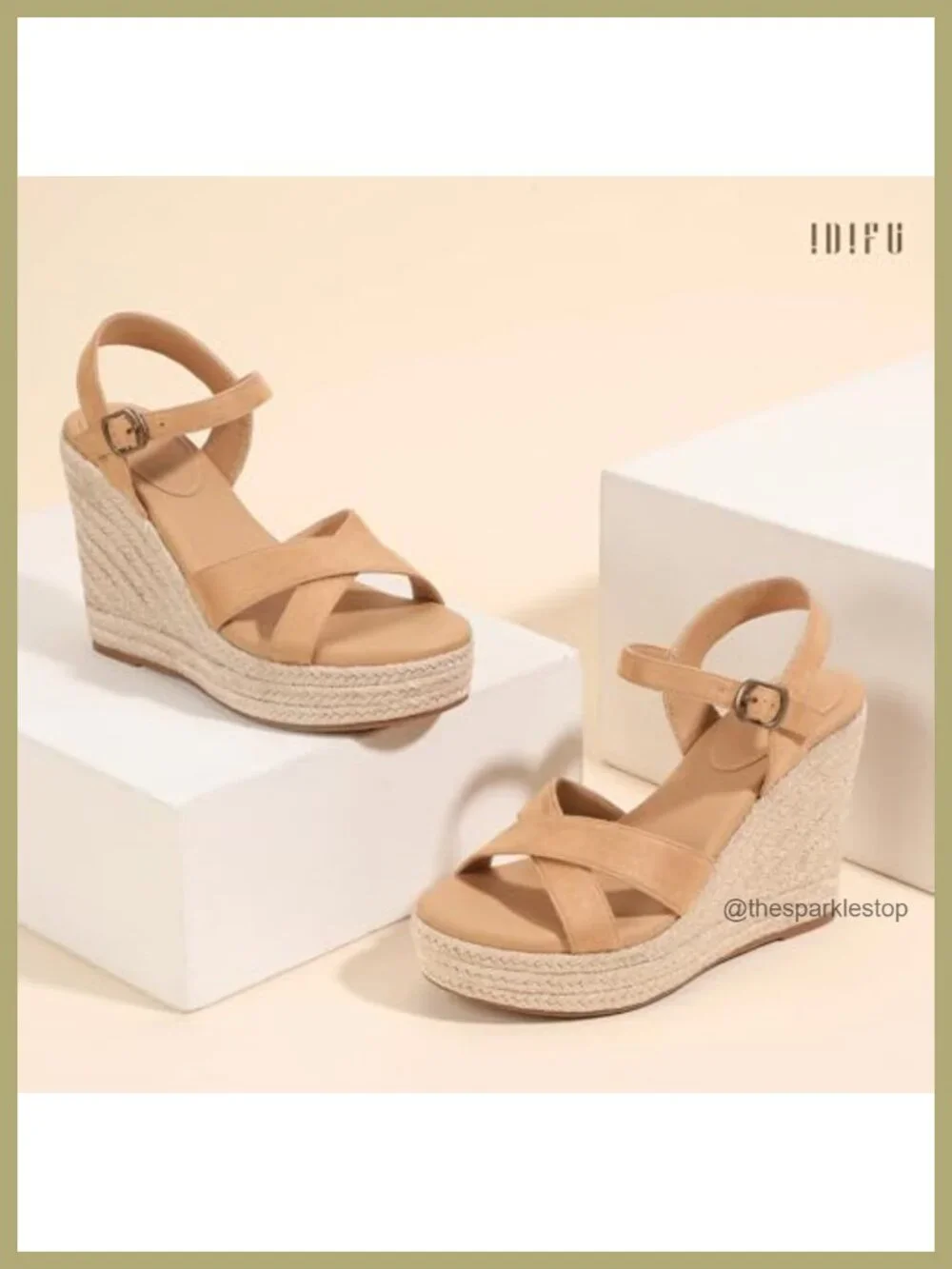 Espadrille Platform Wedge Sandals Strappy Ankle Buckle High Heels
